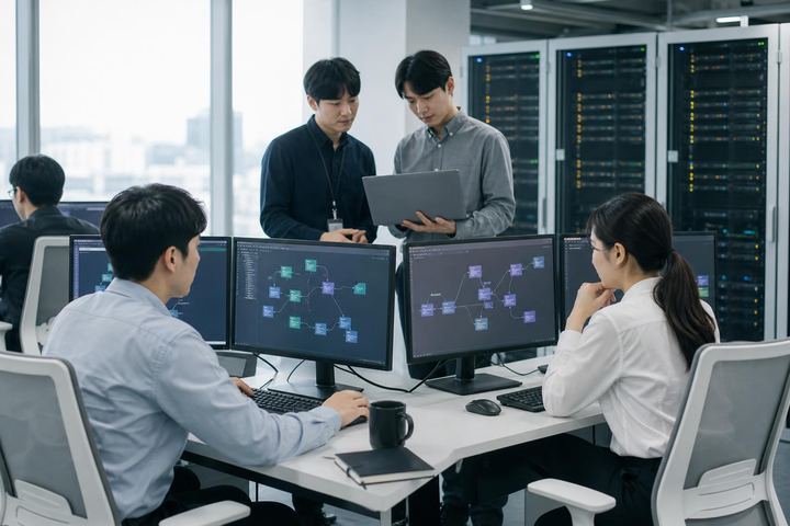 작고 빠른 AI 모델과 비용 그래프 일러스트