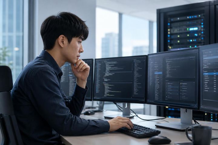 robots.txt 파일과 AI 봇 아이콘이 담긴 화면