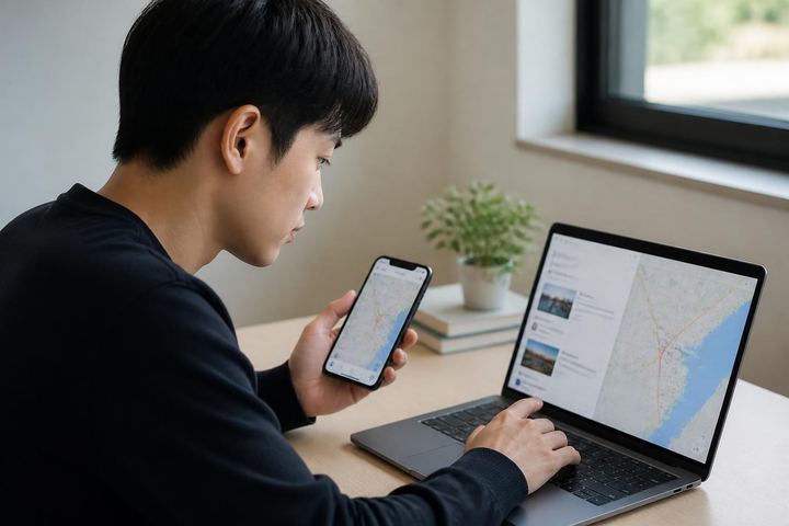 지도 앱 화면 속 진료시간 정보를 확인하는 일러스트