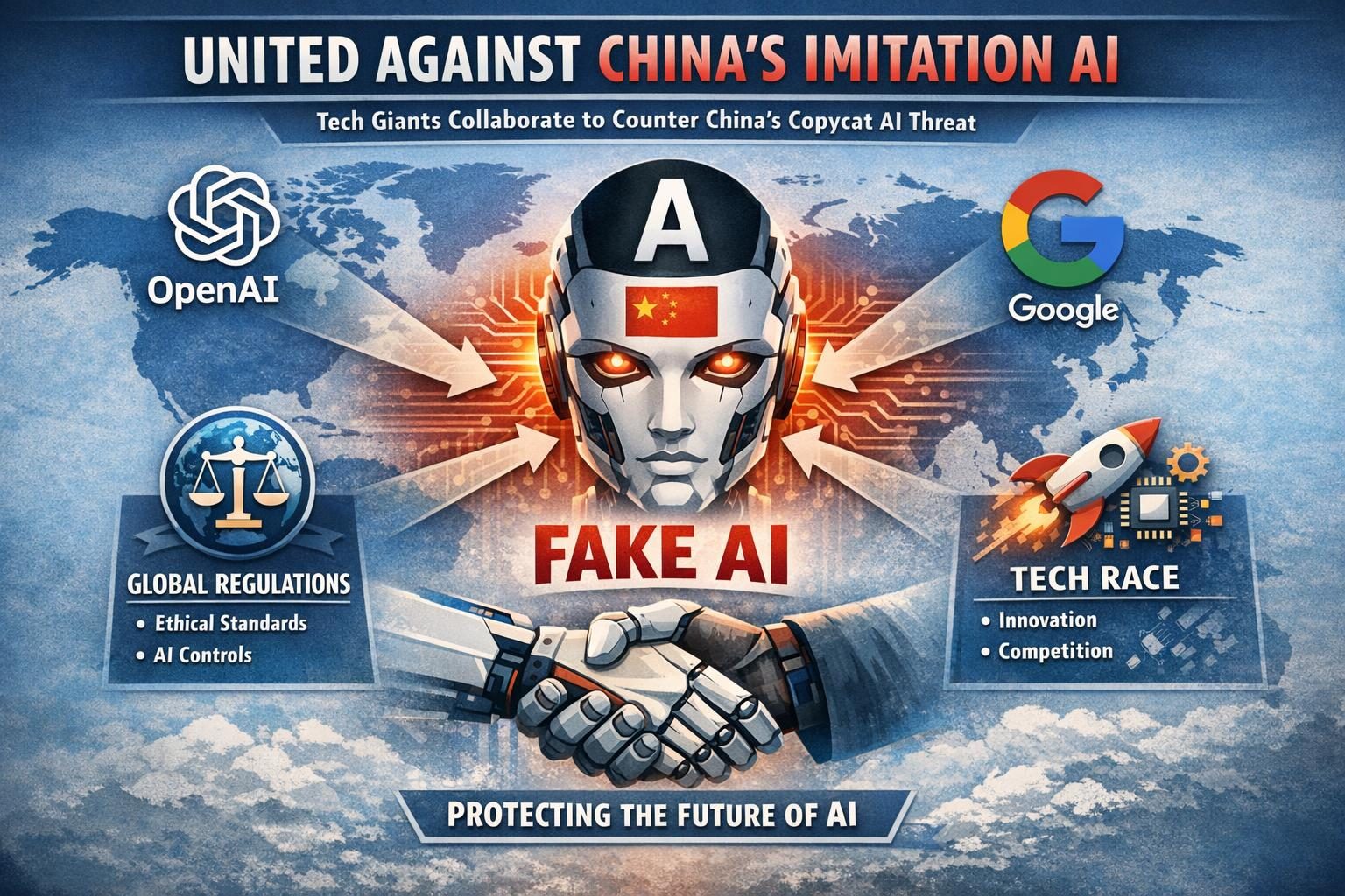 미국과 중국의 AI 경쟁을 상징하는 두 칩 일러스트