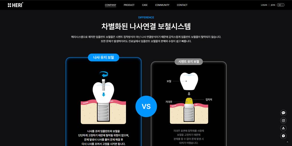주식회사 헤리 홈페이지 화면