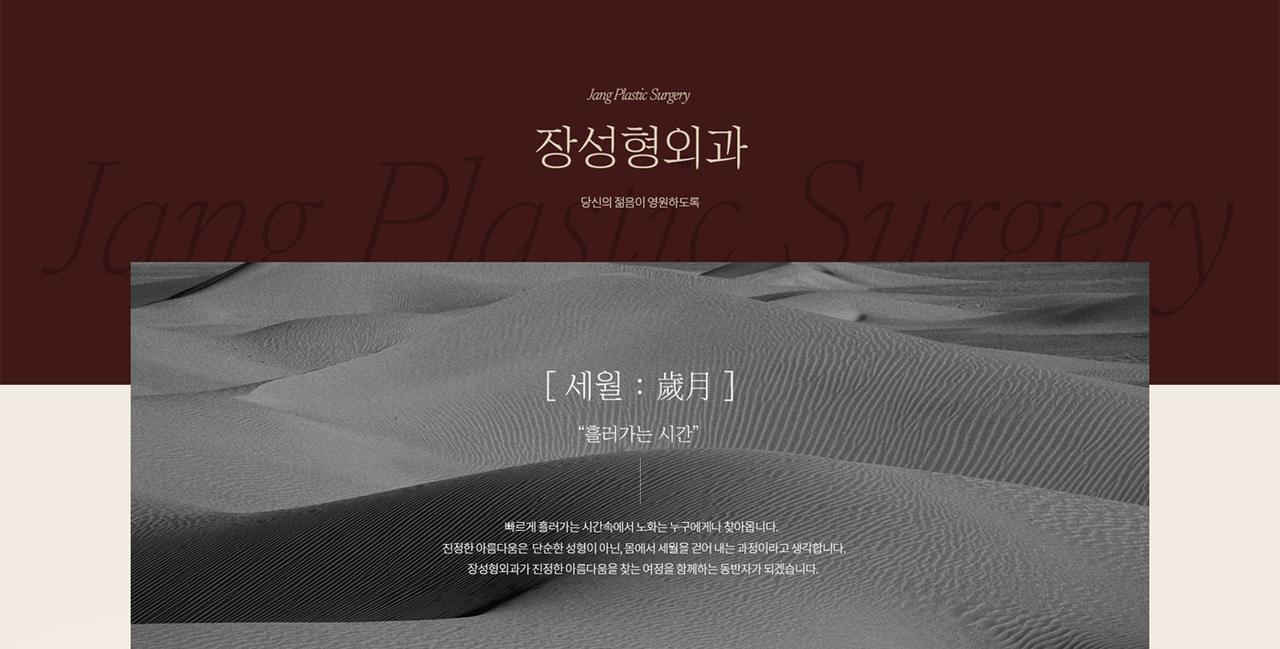 장성형외과 홈페이지 화면