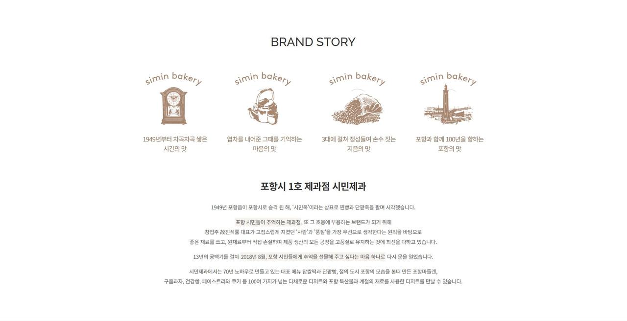 시민제과 홈페이지 화면
