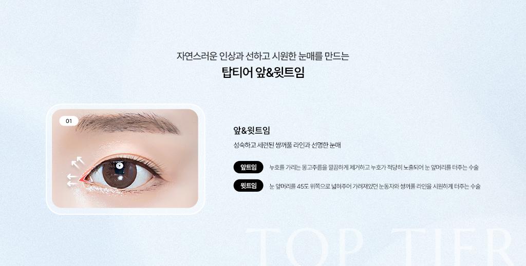 탑티어성형외과 홈페이지 화면